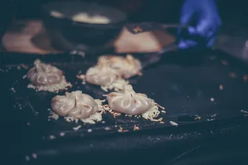 dumplings on a flat top grill