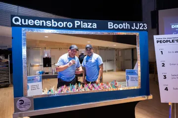 Staff at the beverage station