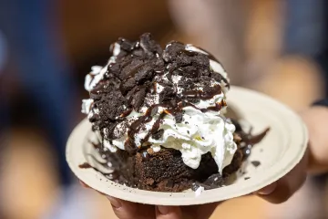 A brownie sundae