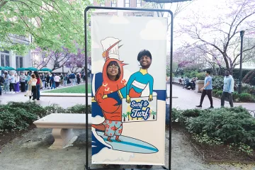 Students at the photo booth