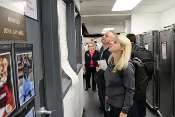 US Army representatives on the tour at John Jay Dining Hall kitchen area
