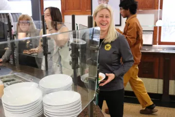 US Army representatives sampling a meal at John Jay Dining Hall