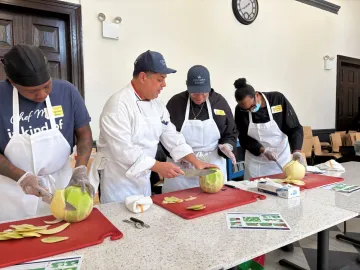 Chef Mike with a staff member