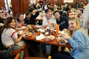 Students enjoying their meals together