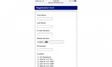 Columbia Dining app registration form