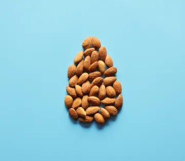 almonds on a blue background