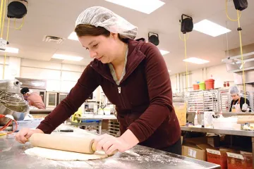Janie rolling pie dough