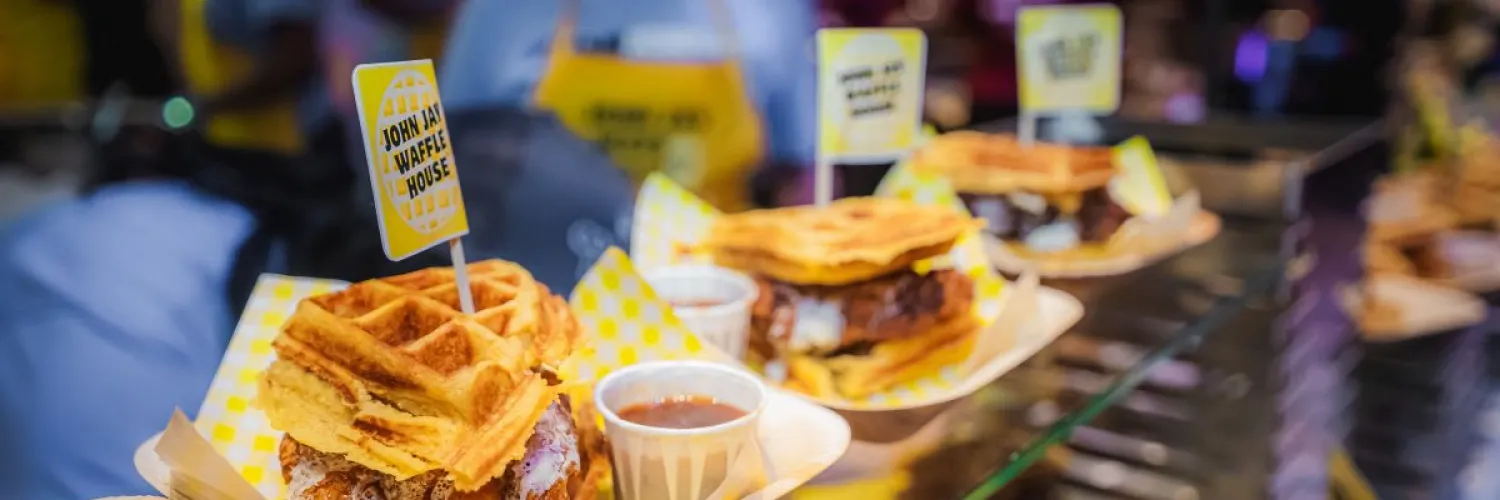 John Jay chicken and waffle sandwich