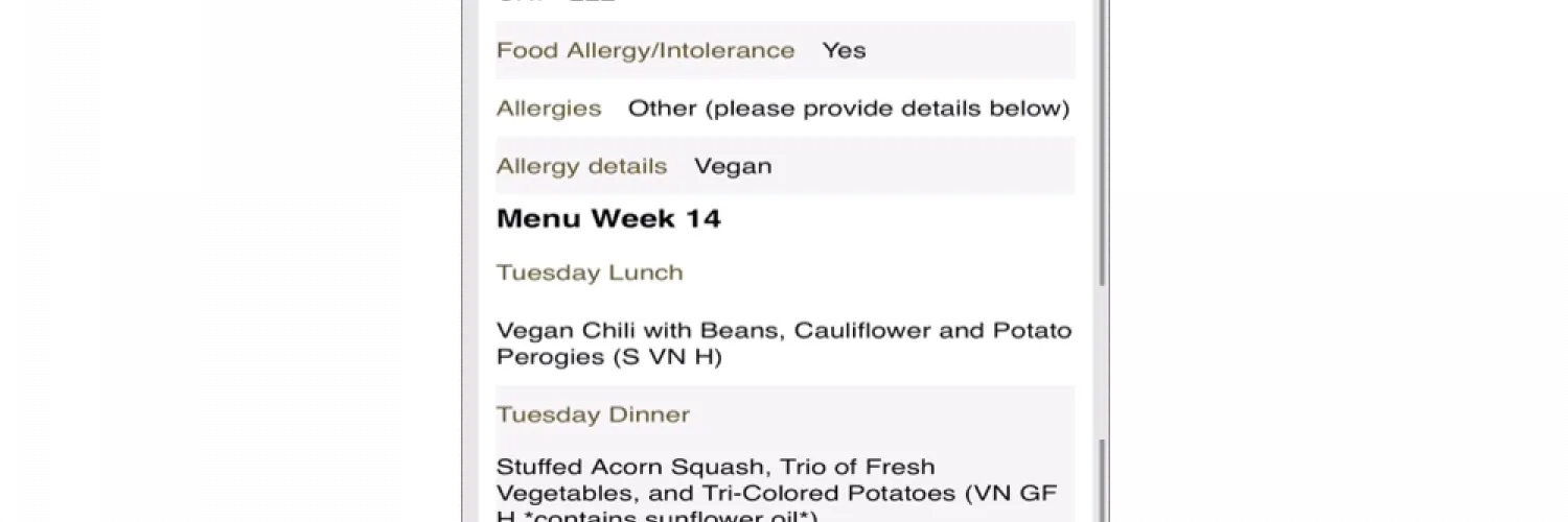 The Columbia Dining app features a shopping cart where students may change or confirm their order.