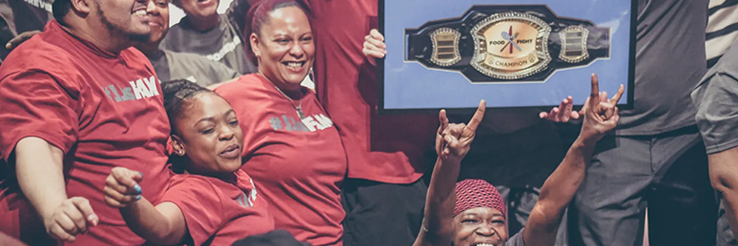 JJ's and Ferris staff celebrating at 2019 Food Fight.