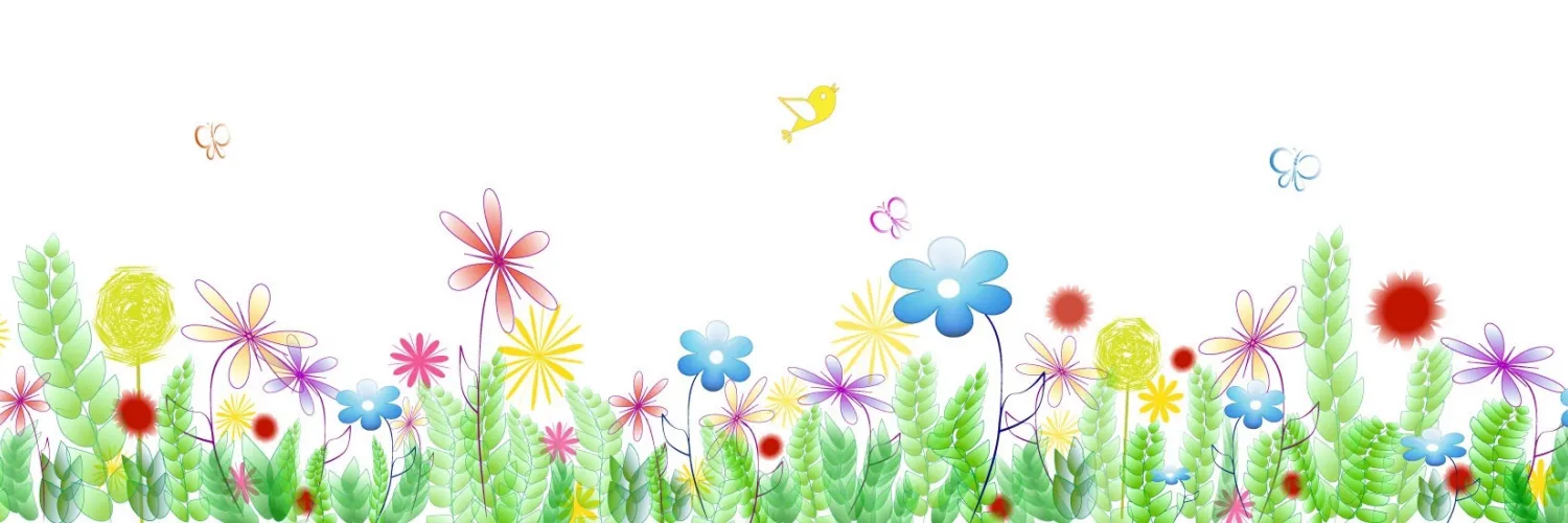 a graphic showing a field of flowers.